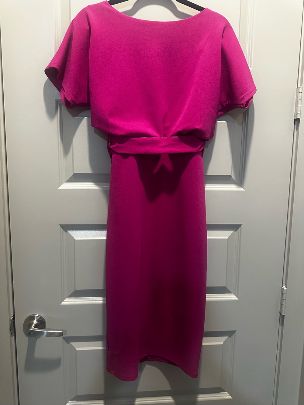 Kensie Magenta Tie-Waist Midi Dress - Picture 5 of 6